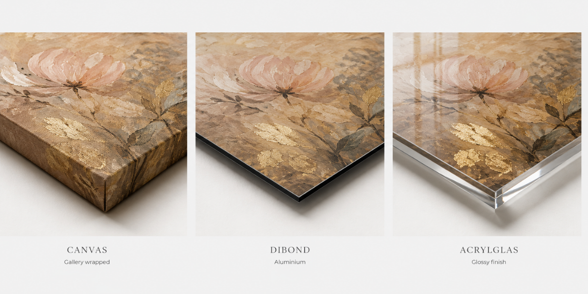Welk materiaal past bij jouw interieur? Acrylglas, dibond of canvas